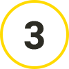 The number three in a yellow circle.